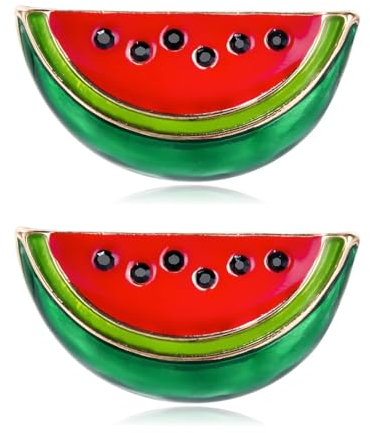 BHIPKOT 2 Pièces Broche Pastèque Broche Pastèque en Métal Broche De Fruit De Dessin Animé Broche en Émail Mignonne Broche Pastèque Broche pour Vêtements Sacs Chapeaux