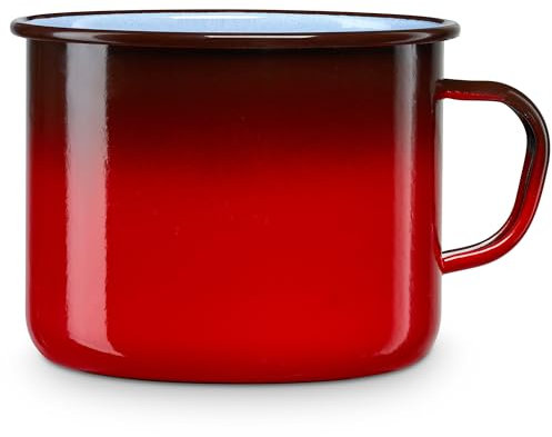 briebe Cazo Cocina Hervir Leche Acero Esmaltado 12 cm, Hervidor Vitrificado 1,2 L, Apto Inducción, Vitrocerámica, Fuego, Gas, Horno, Ignea Vintage Rojo