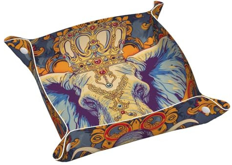 Valet Tray Desktop Storage Organizer Elephant with Crown Catchall Vanity Tray Nightstand Caddy Holder