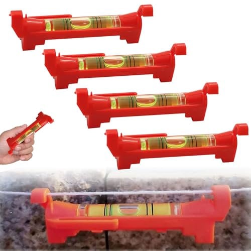 4 Stück Schnurwasserwaage,Wasserwaage Set,Wasserwaage Schnur,Richtschnur Set,Klein Schnurwaage für Maurerarbeiten,Rinnenarbeiten,Klempnerarbeiten,Spirit Level - Rot,75x12mm
