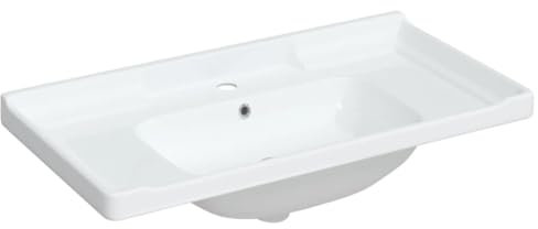 Einbauwaschbecken aus Keramik, Rechteckig Waschbecken, Handwaschbecken, Einbaubecken, Aufsatzwaschbecken, Waschtisch, Hand Waschschale für Badezimmer & Gäste-WC, 91,5x48x23 cm