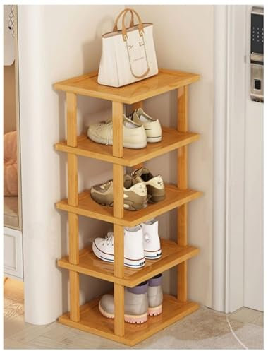 MLordoarf Scarpiera Verticale a 5/7/8 Livelli, scarpiera Stretta in Legno per Piccoli spazi, Torre di Scarpe Alta per Ingresso, Armadio, Angolo, Porta, salvaspazio, impilabile