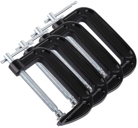 WOPPLXY 4 PCS G Clamp 4inch, 150mm Steel G-Clamps Heavy Duty, Industrial Strength C Clamp for Woodwork, Welding and Building