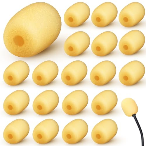 20 Pcs Mini Mic Foam Windscreen Covers, 2 x 15 mm, Skin Color