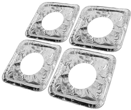 Generico 10 Pezzi stuoia a prova di olio per fornelli a gas coperture in alluminio per fornelli fodere per bruciatori a gas Spartifiamma per a Foglio di alluminio Silver
