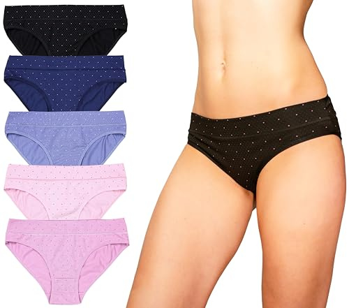Alkato Slips Damen 5er Pack | Frauen Unterhose Unterwäsche Baumwolle Hohe Taille Pantys Spitze Große Größen