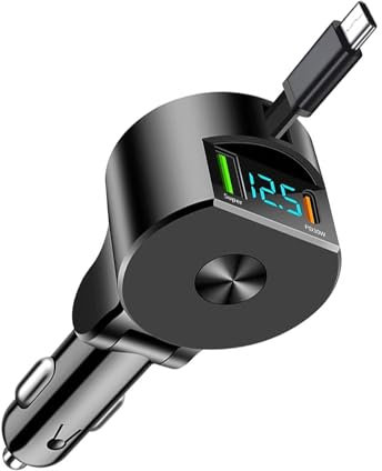 Caricatore Auto Retrattile, 3 in 1 75W Caricatore Auto Accendisigari, Caricatore Auto USB C Retrattile Compatibile con I-Phone 16/15/Pro Max/Plus/Pro, Sam-sung Ga-laxy, Tablet, Carica Rapida PD 30W