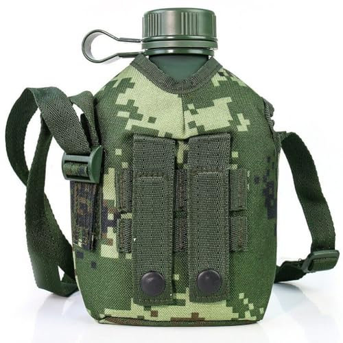 Abbdbd Fiaschetta Militare 1 L, Borraccia in Alluminio, Vino, Mensa Militare, Campeggio, Escursionismo, Sopravvivenza, Bollitore con Coperchio Esterno