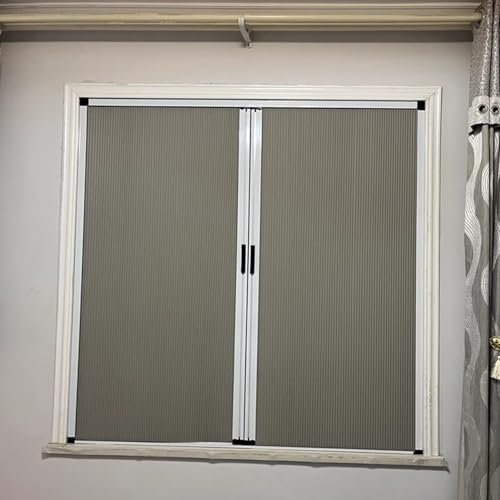 Puertas abatibles Ventana Corredera Plegable Personalizable con Tiradores, Puertas de armario de interior sin taladrar, Puertas Dobles Plegables Blackout para Ático Trastero Oficina(44x36in/112x91cm)
