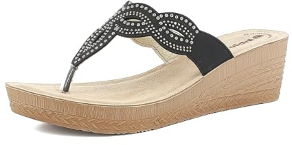 inblu Damen Ciabatte Donna Infradito Brillantini Con Zeppa E Plateau, Plantare in Pelle Imbottitosteckdosenleiste