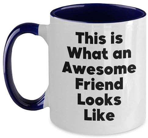 Taza de café con texto en inglés This Is What An Awesome Friend Looks Like, divertida taza de café de dos tonos para cumpleaños, regalo único de amigos para hombres y mujeres