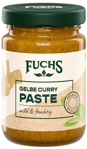 Fuchs Gewürze - Gelbe Curry Paste | Mild-fruchtige Würzpaste mit natürlichen Zutaten | Mit Zitronengras, Mango und Galgant | Ideal für indische Currys | 100 g in wiederverschließbarem Glas