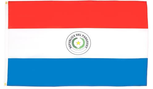 AZ FLAG – Lote de 2 banderas de Paraguay – 90 x 60 cm – Bandera Paraguaya 100% poliéster con ojales metálicos integrados