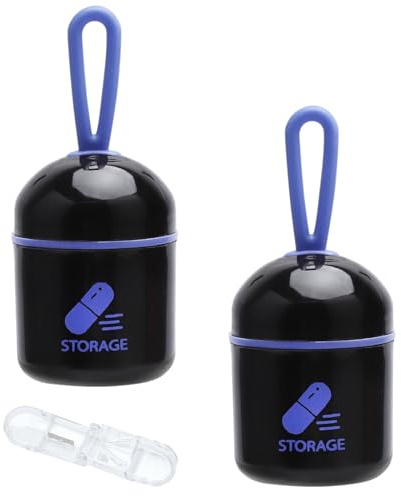 Pillendose 2 Stück mit Schlüsselanhänger,tragbare Kleiner Pillendosierer feuchtigkeitsbeständige medikamentenbox im Doppel-Herausnehmbarer Teiler –ideal für unterwegs, reise & senioren