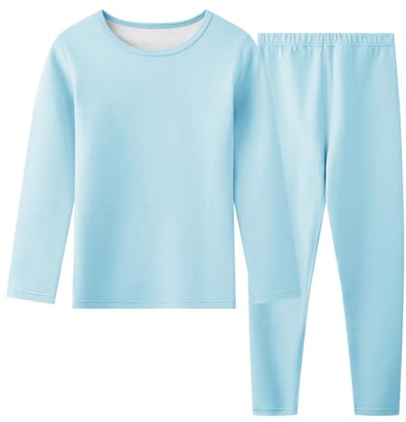 Hoseay Kinder Thermounterwäsche Jungen Mädchen Skiunterwäsche Gr.110-158 | Warme Fleecegefüttert, Funktionsunterwäsche, Weich Oberteile und Thermohose, 2-Teilig Winter Sportunterwäsch, Unterwäsche