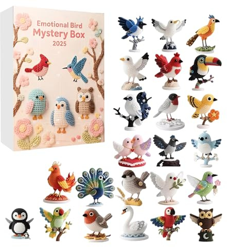 Sea Glass Bird Adventskalender 2025, 24 Tage, Weihnachts-Countdown, Vogel-Adventskalender, hängende Dekorationen für Weihnachtsbaum, Geschenke für Kinder und Erwachsene (B)