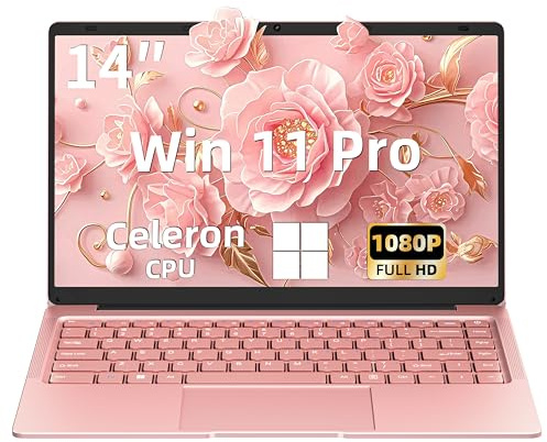 Svikou 14 Thin and Ultra Light Rose Gold Laptop for Students & Seniors | N95 3.4GHz, 8GB RAM 512GB SSD, FHD IPS Touchscreen, 360° Flip, Backlit KB & Face Recognition, USB-C, Win 11 Pro