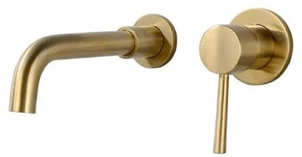 Hudor Robinet de lavabo fixation murale B022DB – Laiton doré brossé – Collection Scamandre – Raffiné et pratique