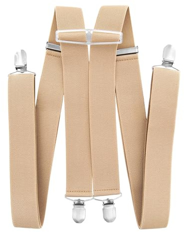 axy Hosenträger für Herren breit 3,5 cm in H-Form mit 4 Hosenträger Clips extra stark längenverstellbar