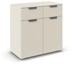 Rauch Möbel ADITIO, Kommode, Farbe Beige, Breite 80 cm | Sideboard im modernen Look, 2-türig, 2 Schubladen, Soft-Close-Funktion, für Schlafzimmer, Gästezimmer, Wohnzimmer, Garderobe