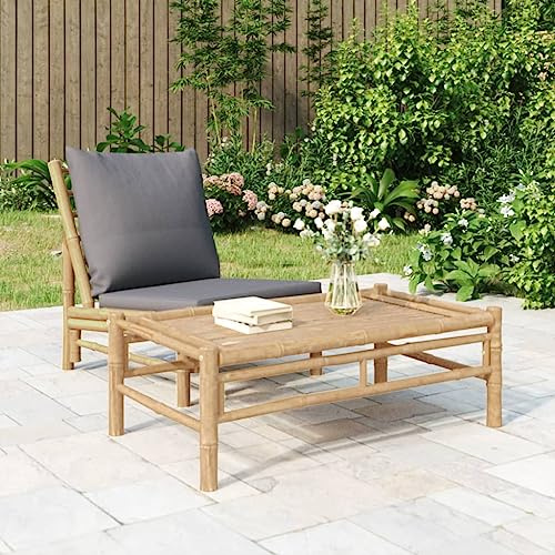 GeenYuu Table basse de jardin en bambou 100 x 55 x 33 cm - Naturel - Meuble d'extérieur robuste - Plateau de table pratique pour terrasse, balcon, jardin - Résistant aux intempéries et facile