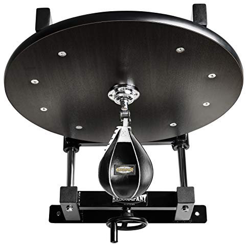 Deluxe Speedball Plattform Set inkl. Drehkugellagerung schwarz und Leder Boxbirne medium schwarz/Boxapparat für die Wandmontage BCA-38