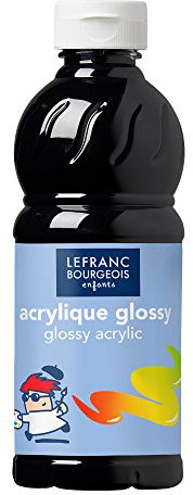 Lefranc Bourgeois - Acrylique liquide brillante Glossy pour enfants- Bouteille 500ml - Noir