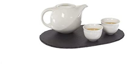 TEA SOUL B6021357 Plateau Ovale à Thé Ardoise Gris 30 x 20 x 0,5 cm