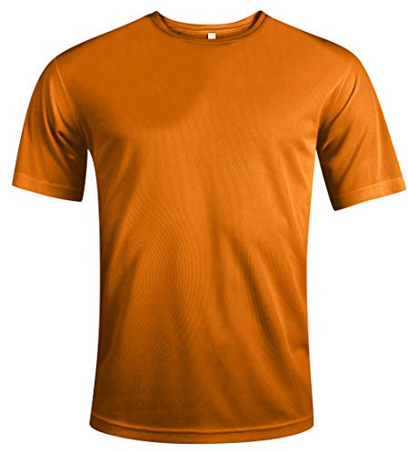 MKR Quick Drying Breathable Cooling Short Sleeve Sports T-Shirt with UPF40+ Sun UV Protection (Orange, L)