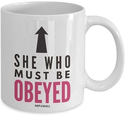 MIPOMALL Bosses Gifts, Coffee Morning Mugs, Best Boss, Worlds Greatest Lady, Funny Secretary, Birthday Cup, Presents for Christmas or Women - Work Wife Mug, Mothers Day, She Must who be Obeyed MG0007