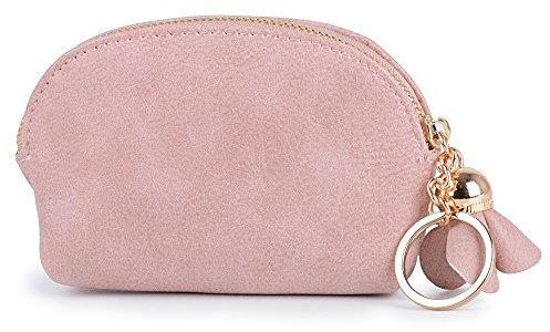 Damen Mini Münzbörse Geldbörse Portemonnaie Geldbeutel Geldtasche Klein mit Reißverschluss Süß Rosa für Mädchen Frauen