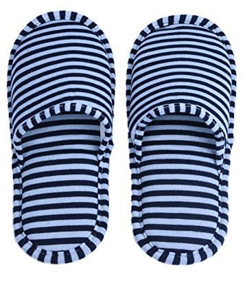 Dilwe Pantofole Interne, Pantofole Antiscivolo in Cotone Confortevole ed Hotel Eva con Custodia per Uso Interno per Uomo/Donna(Uomo-Blue Stripes)