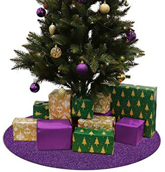 Primaflor - Ideen in Textil Weihnachtsbaum-Unterlage Glimmer Rund - Lila, 100 cm Durchmesser, Tannenbaum-Bodenschutzmatte, Glitzer Event-Teppich