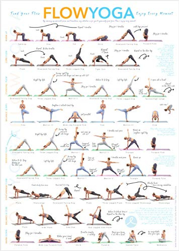 【Flow Yoga Poster】 Wanddiagramm für Stretching und Übung: Lehrposter für Yoga-Workout, Flussdiagramm mit Yoga-Haltungen, Übergängen & Sequenzen, Zwischenposen, leicht zu befolgen.