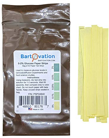 Bartovation Scientific - Papel de prueba de glucosa 0-2%, 40 tiras