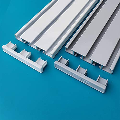 Nalbur Alu Aluminium Gardinenschiene Vorhangschiene mit Montage Set 3 läufig nur Deckenmontage (grau (RAL9006), 180)