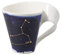 Villeroy & Boch 10-1616-5817 NewWave Stars Asa Elegante Taza con Motivo de Leo, Porcelana, Apta para lavavajillas, Blanco/Azul, 300 ml