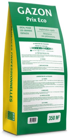 BHS Gazon Premier Prix Eco - 10kg - 340 m² - Homogène - Implantation Rapide GPPL10