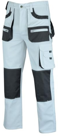 MS9 Mens Painters Decorators Cargo Combat Working Work Trouser Trousers Pants Jeans White