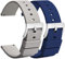 TStrap Montre Bracelets Silicone 20mm - Bracelet de Montre à Dégagement Rapide Caoutchouc Bleu Gris Hommes Femmes Sport - Bracelets de Montres étanche pour Smartwatch Boucle Argent - 18mm 22mm