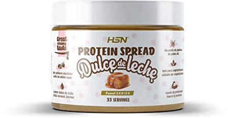 Crema Hiperproteica de Dulce de Leche de HSN | Con Whey Protein (Proteína Concentrada de Leche) | Snack Saludable y Delicioso | Sin Aceite de Palma ni Azúcares Añadidos | No-GMO, Vegetariana | 500 gr