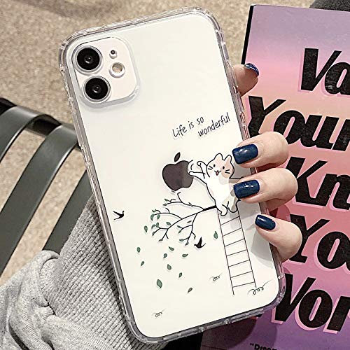Tybiky Hülle für iPhone 12 Hüllen Case Kreatives Katze Muster Luftkissen Schutzhülle Ultra Dünn Silikon Airbag Handyhülle Bumper Chic Bling Kratzfest Cover für Apple iPhone 12, Hammer Apfel
