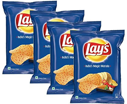 Lays Magic Masala 50 g (4 Stück) - Knusprige Snacks - Mischung aus indischen Gewürzen - Knusprige Chips - Tea Time Snack - Perfekter Snack bei der Arbeit, zu Hause oder in der Schule