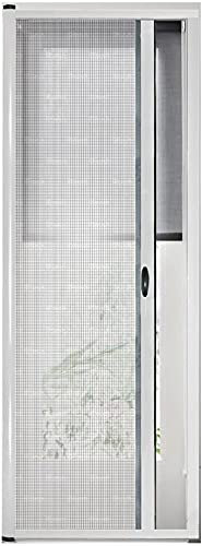 Zanzariera Universale Scorrimento Orizzontale Per Porte Portafinestra Balconi A Rullo Avvolgibile Profilo Riducibile Regolabile Telaio In Alluminio In Kit Fai Da Te Colore Bianco (120 x 250 cm)