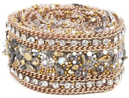 2,5 cm Kristall Strassband, Diamantband, Strassbandrolle mit Diamond Mesh Wrap Roll Strass Mesh Ribbon für Basteldekoration(Doppelte Goldkette)