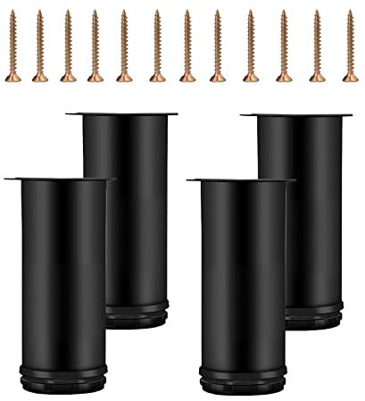 YouYuer Pieds de Meubles Réglables 20CM,4PCS Pied de Table Reglable Hauteur Métal Acier Inoxydable Pieds d'armoire Pieds de Table Pieds de Meubles avec des Vis pour Wardrobe,TV Cabinets (Noir)