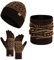 INSISMY Ensemble Bonnet Hiver Écharpe Gants d'écran Tactile Chapeau tricoté pour Homme Femme Cache-cou Bonnet de crâne épais Doublé Polaire Rayures à Pois.