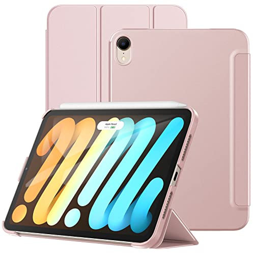 JETech Hülle für iPad mini (A17 Pro, 2024 Modell, 7. Generation) / mini 6 (2021 Modell, 6. Generation), Schützende Harte Rückenschale Weiche Berührung Tablet Ständerabdeckung (Roségold)