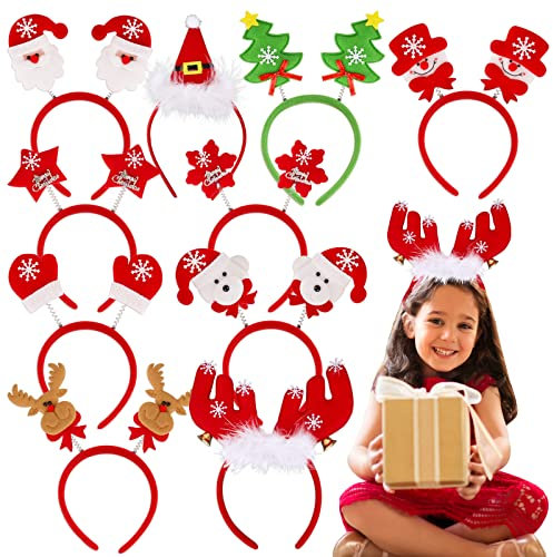 FLOFIA 10 Stk. Weihnachten Haarreifen Haarband Stirnband Weihnachtsdeko Haarschmuck Weihnachtsmann Weihnachtsbaum Kopfschmuck Weihnachtsschmuck Weihnachtsfeier für Erwachsenen Kinder