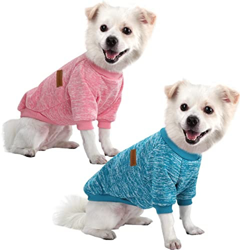 HuaLiSiJi Hundepullover Kleine Hunde Sweatshirt Kapuzenpullis für Hunde Hunde Hoodie Chihuahua Pullover, Warm und Leicht, Mit Einer Weichen Textur, Elastizität Leicht zu Tragen (Pink+Blau, S)